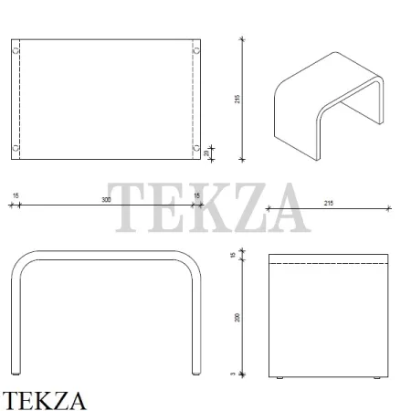Decor Walther Stone Black SCH Душевая табуретка-подставка низкая, черный матовый