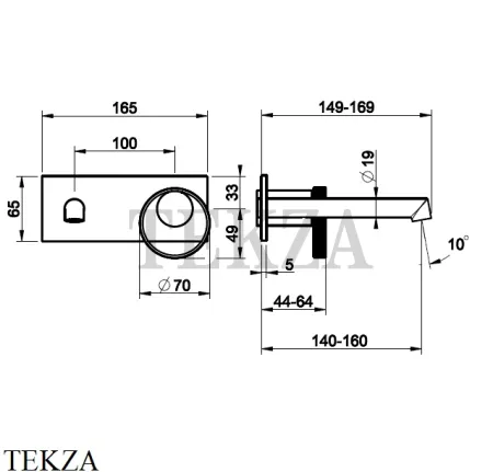Gessi ANELLO Смеситель для раковины на планке, внешняя часть 63388-708, Copper Brushed PVD