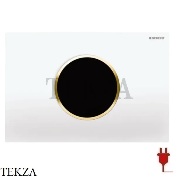 Geberit Sigma10 Клавиша смыва бесконтактная, питание от сети 115.907.KK.1, белый глянец, позолота