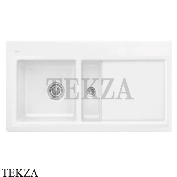 Villeroy & Boch SUBWAY FLAT Кухонная мойка керамическая, вровень со столешницей, чаша слева 67701FR1, белый глянец, ceramicplus