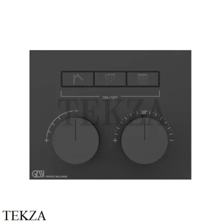 Gessi HI-FI Термостатический смеситель на 3 потока, внешняя часть 63006-299, Black XL