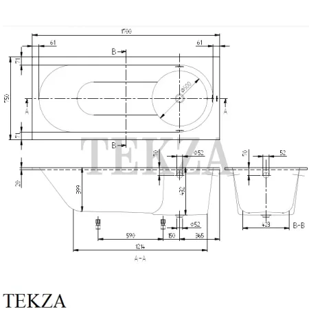 Villeroy & Boch Libra Ванна прямоугольная встраиваемая 170х75 UBQ170LIB2V-01, Quaryl, белый глянец