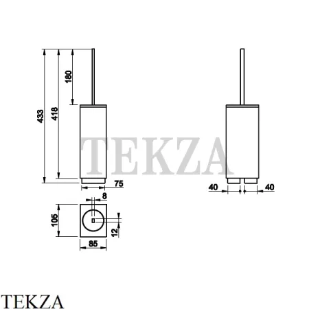 Gessi Rettangolo Ёршик напольный, композит белый 20843-708, Copper Brushed