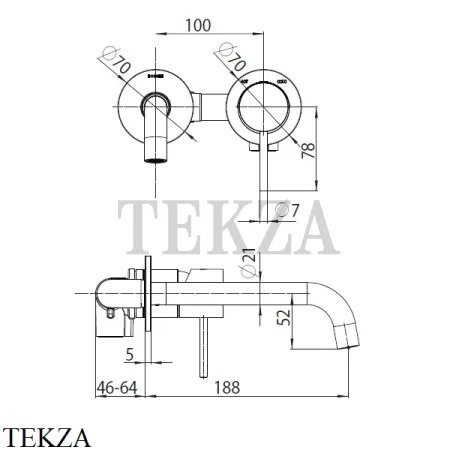 Bossini Teo Смеситель для раковины 185, внешняя часть Z00730.073, черный матовый