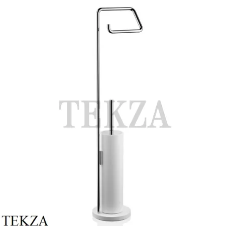 Decor Walther Stone White SBK Напольная стойка с туалетным ершиком 0973554, белый матовый-хром глянец