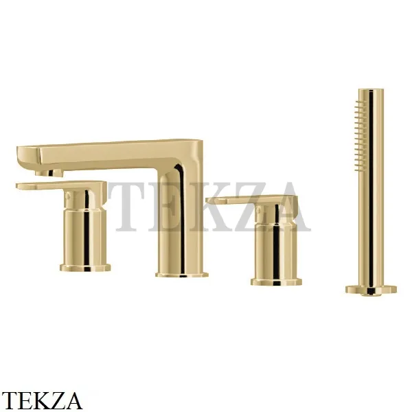 Newform HAKA Смеситель на борт ванны, с гарнитуром, внешняя часть 72082C.35.099, Silky Gold