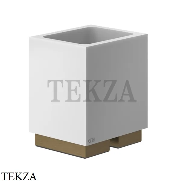 Gessi Rettangolo Стакан настольный, композит белый 20831-713, Antique Brass