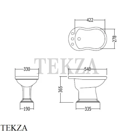 Devon&Devon Oxford Биде напольное, 1 отверстие под смеситель IBBID1FOXF, белый глянец