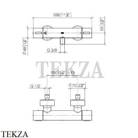 Dornbracht TARA Термостат для душа настенный монтаж 34442979-00, хром глянец