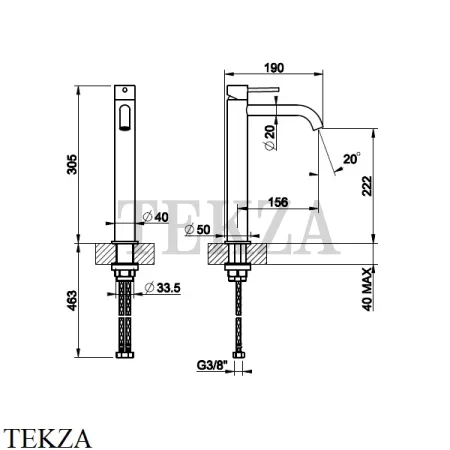 Gessi 316 TRAME Смеситель для раковины, без сливного гарнитура 54306-239, Steel Brushed