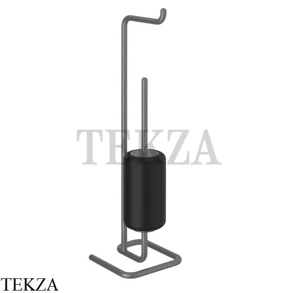 Gessi Goccia Стойка с держателем для туалетной бумаги и ершиком 38068-126, Black Metal Br.