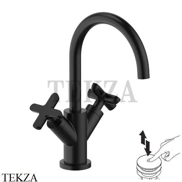 Fantini Icona Classic Смеситель для раковины, с донным клапаном 5313R056F, Черный матовый