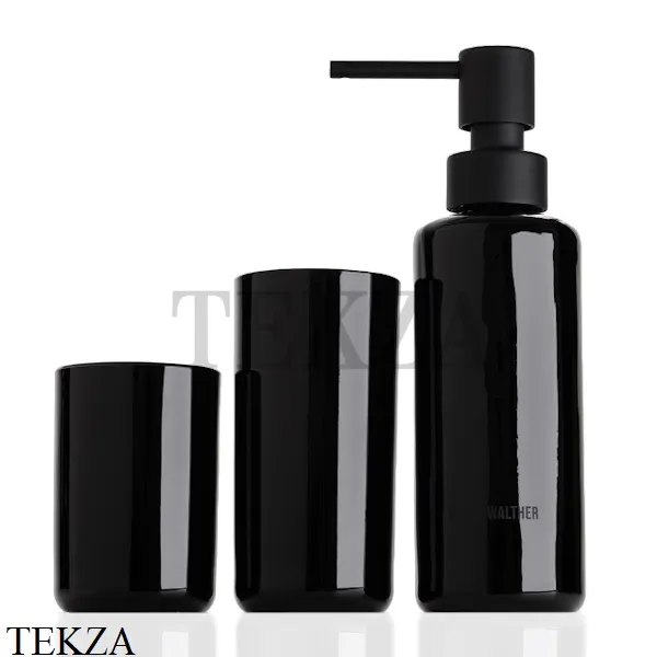 Decor Walther POP UP Набор аксессуаров из стекла: стаканчики и дозатор 0940063, Черный