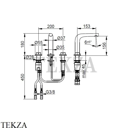 Keuco Edition 400 Смеситель термостат для раковины 150, без гарнитура 51515050100, Никель шлифованный