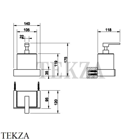 GESSI Rettangolo Дозатор для жидкого мыла или лосьона, белый 20813-727, Brushed Brass