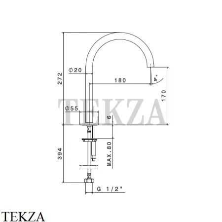 Newform X-Steel 316 Излив для раковины на столешницу 69639X.59.067, PVD Brushed copper bronze