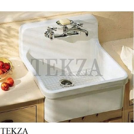 Kohler Gilford Мойка для кухни 61 с фартуком, два отверстия K-12701-0, белый глянец