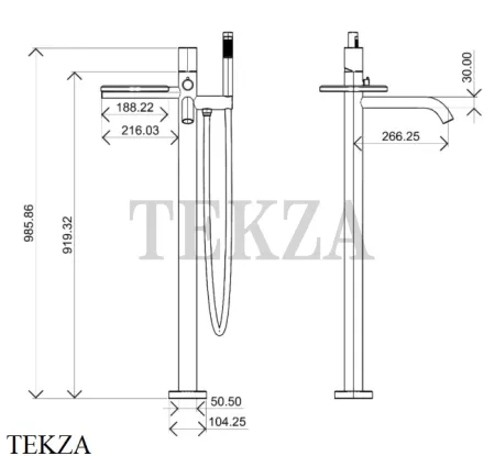 Boheme Stick Смеситель для ванны напольный, комплект Stick 129-WG.2 White DIAMOND Gold