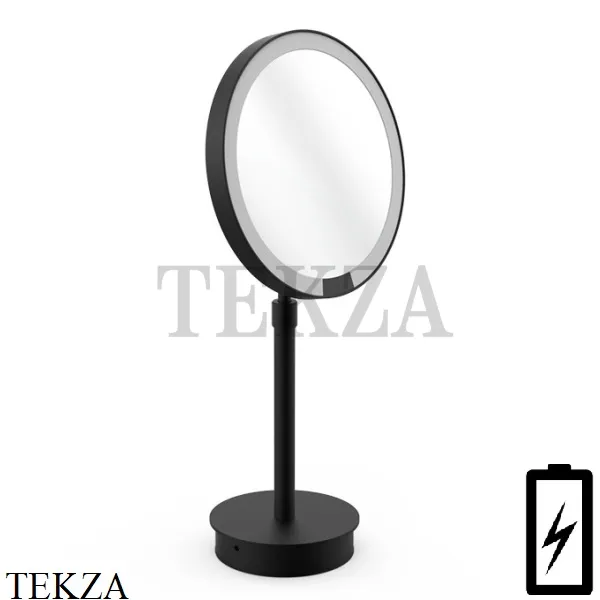 Decor Walther Round Just Look SR Косметическое зеркало, 5х увеличение 0121960, от батарейки, черный матовый