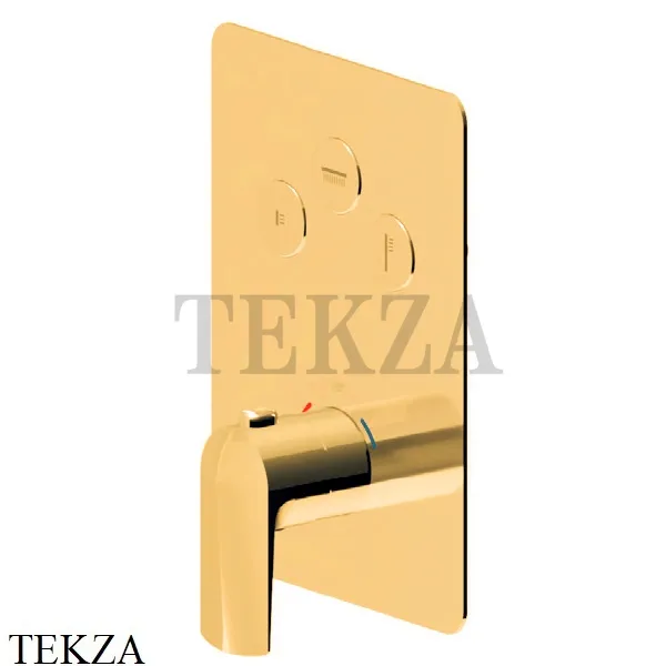 Newform Delta Zero Термостат для душа 3 потока select, внешняя часть 70430E.61.020, PVD Glossy Gold