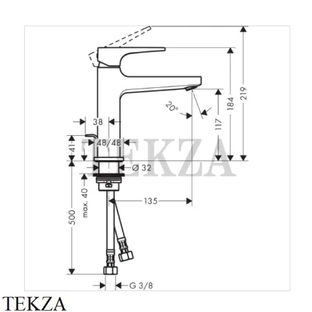 Hansgrohe Metropol Смеситель для раковины 110, с донным клапаном Push-Open 32507140, Brushed Bronze