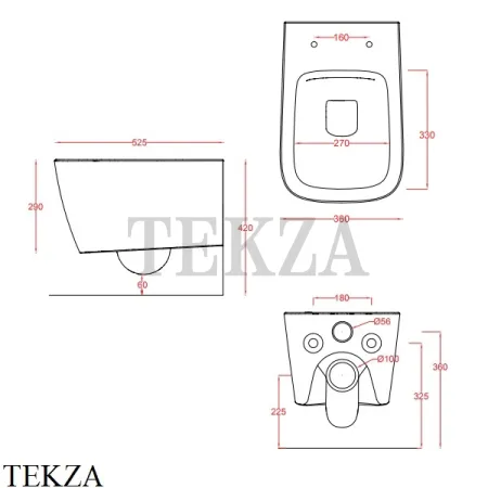 ArtCeram A16 Унитаз подвесной RIMLESS без ободка, сиденье с микролифтом, черный матовый