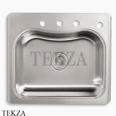 Kohler Staccato Мойка для кухни с 4 отв. под смеситель K-3362-4-NA, нержавеющая сталь