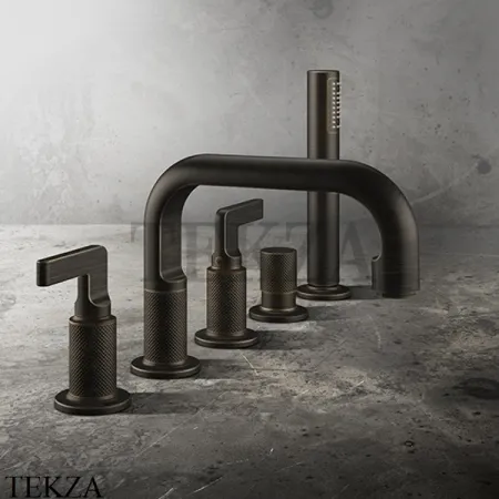 Gessi INCISO Смеситель на борт ванны с изливом, гарнитуром 58040-726, Warm Bronze Br.