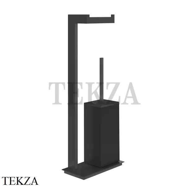 Gessi Rettangolo Стойка напольная с бумагодержателем и ершиком, черный 20934-299, Black XL