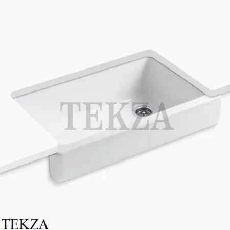 Kohler Whitehaven Мойка для кухни встраиваемая снизу с узким фартуком, чугун K-6488-0, белый глянец