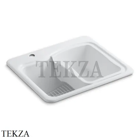 Kohler River Falls Мойка хозяйственная для стирки с 1 отв. под смеситель K-6657-1-0, белый глянец