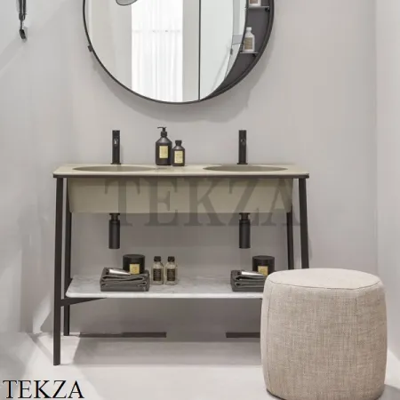 CIELO CATINO DOPPIO Консоль с двойной керамической раковиной, Avena-черный