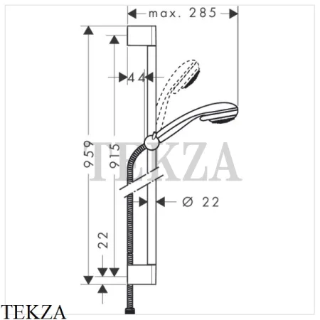 Hansgrohe Crometta Vario 100 2jet Душевой гарнитур 27762000, хром глянец
