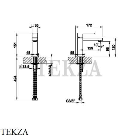 Gessi Rettangolo Смеситель для раковины, без сливного гарнитура 20002-031, хром глянец