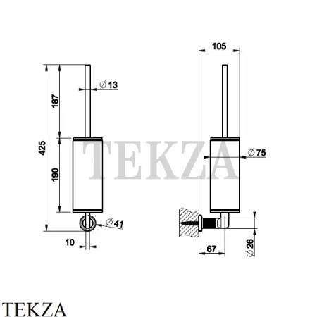 Gessi INCISO accessories Туалетный ершик настенный, черный 58520-031, хром глянец