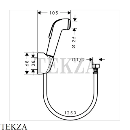 Hansgrohe Гигиенический душ 1jet с держателем и шлангом 32127000, хром глянец