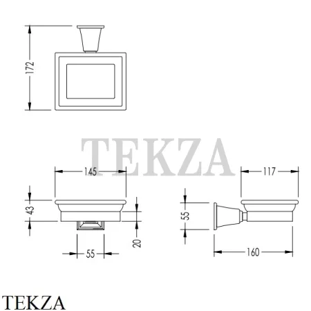 Devon&Devon TIME Мыльница настенная, керамика белая TM301OT, золото светлое глянец