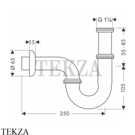 Hansgrohe Сифон трубчатый для раковины 53002000, хром глянец