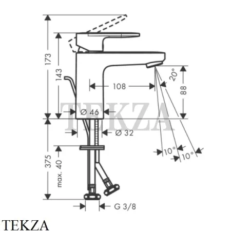 Hansgrohe Vernis Blend Смеситель для раковины, с донным клапаном 71551670, черный матовый