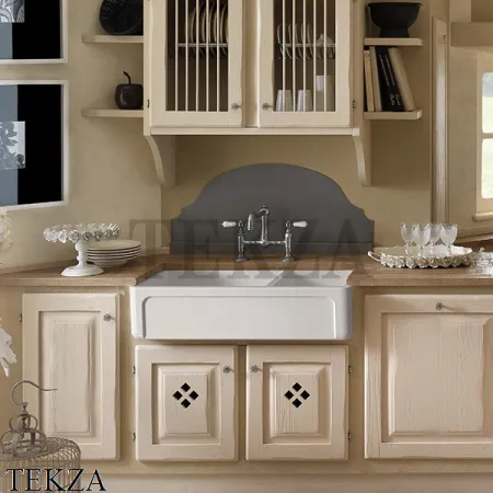 Kerasan Hannah Oxfordshire Кухонная мойка с фартуком, две мойки 543001, белый глянец
