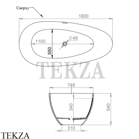 SALINI Paola In Ванна свободностоящая без подиума, из литого камня, S-Stone 101611SM, белый матовый