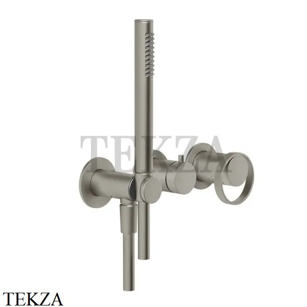 Gessi ANELLO Смеситель для душа на 2 потока, с гарнитуром, внешняя часть 63345-149, Finox Brushed Nickel