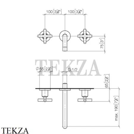 Dornbracht TARA Смеситель для умывальника 190, внешняя часть 36712892-00, хром глянец