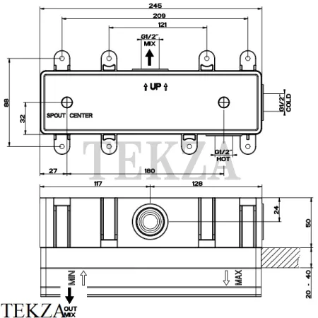 Gessi Скрытая часть для смесителя на 2 выхода 44639-031