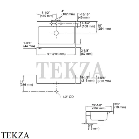 Kohler Hawthorne Мойка для кухни встраиваемая снизу с фартуком, 3 отверстия, чугун K-6534-4U-0, белый глянец