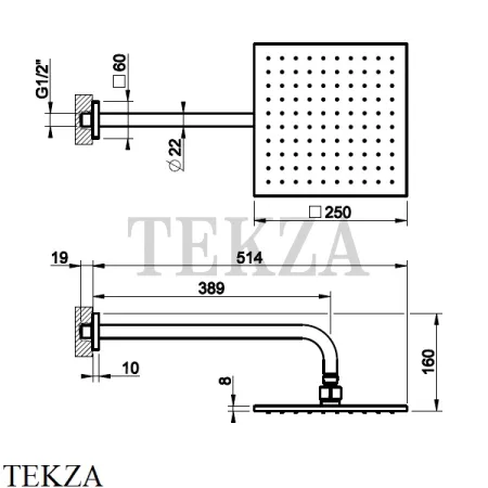 Gessi RILIEVO Верхняя душевая лейка с кронштейном 59158-031, хром глянец