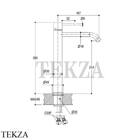Ritmonio Diametro35 S Смеситель для раковины без донного клапана PR52AF201 CHX, Brushed Champagne