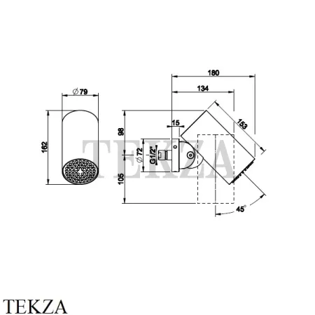Gessi SPOTWATER Душевая головка для настенного крепления, ливень 57263-708, Copper Brushed