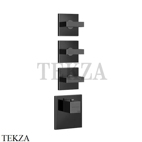 Gessi Rettangolo WELLNESS Термостат 3 выхода, внешняя часть 43216-706, Black Metal