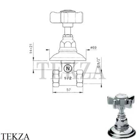 Nicolazzi DAMES ANGLAISES Вентиль запорный 1412CR18, хром глянец